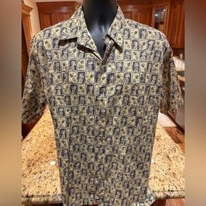 Tori Richards men’s hawaiian beach shirt. Sharp pineapple print. Medium.‎ EUC